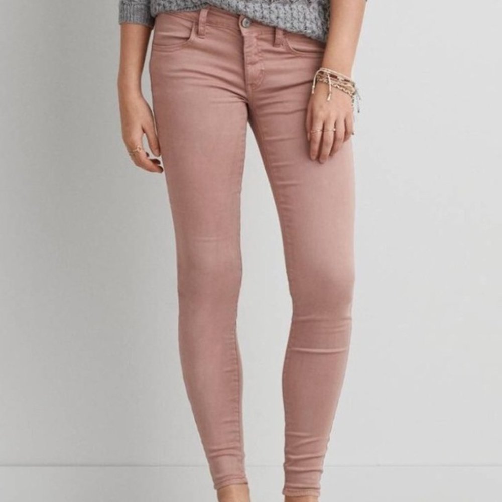 American Eagle Rose Gold Pink Skinny Jeans